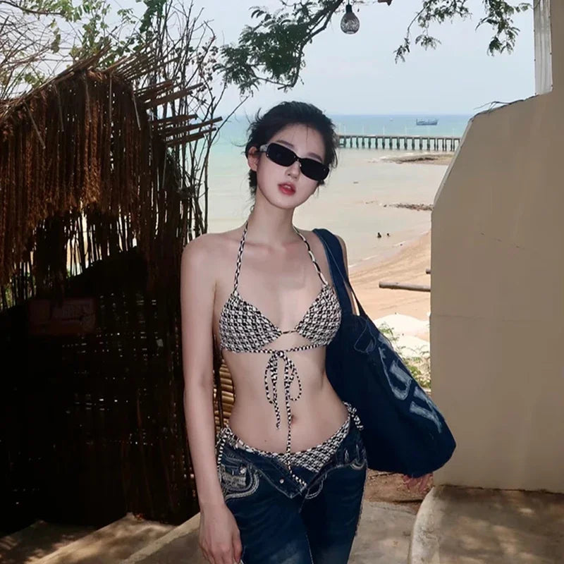 Sexy Bikini Women'S Swimwear Two Pieces Beachwear 2025 Swimsuit Korean Mankini Set Beach Wear Swimming Pool Bath Bathing Suit
